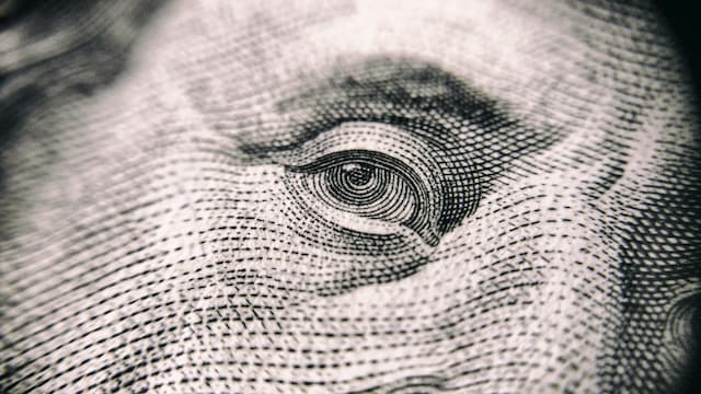 A watchful eye from dollar bill