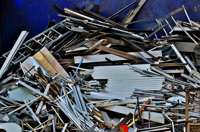 Scrap metal in a pile