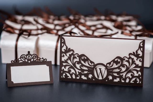 Laser cut wedding invitations from paper