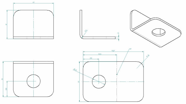 CAD drawing with dimensions