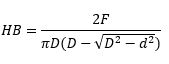 Formule de calcul de la dureté Brinell