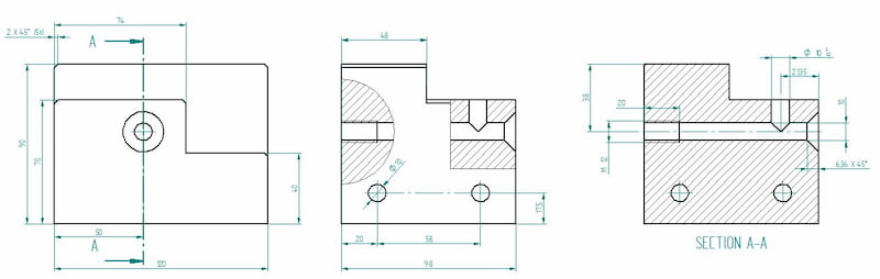 Example of a traditional technical drawing