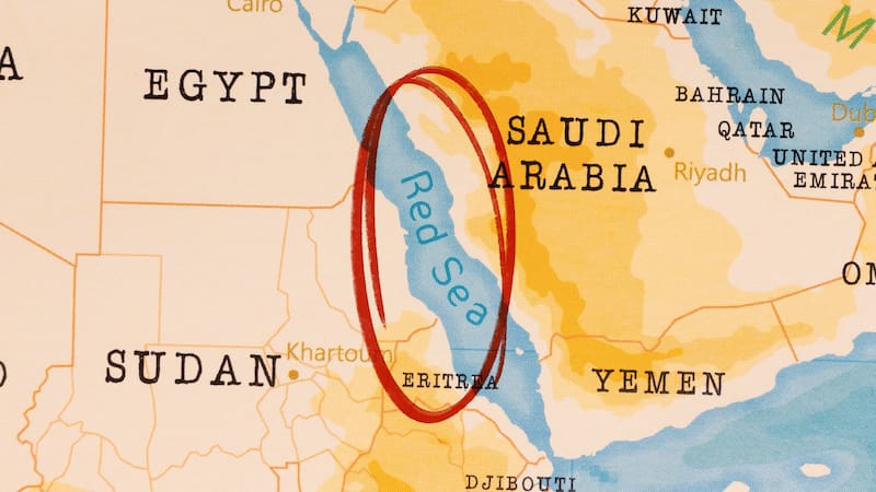 Zooming in on the Red Sea that is disrupting global supply chains because of the Houthi rebel attacks.