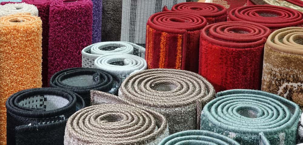 Rolled up polypropylene rugs